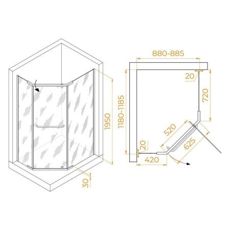 Душевой уголок RGW Passage 35089192-14 120х90 стекло прозрачное профиль черный без поддона