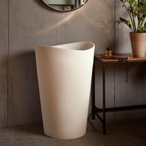 Раковина из искусственного камня MonteBianco Onda grande 13008 60х40 напольная цвет белый без отверстий под смеситель - фото 4