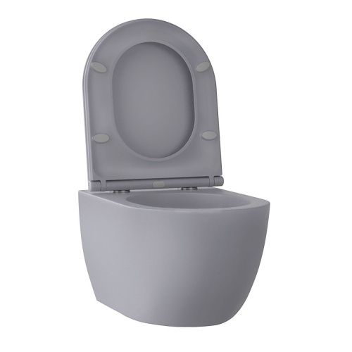 Унитаз подвесной Wellsee Chalice Perfection 182610001 серый с сиденьем микролифт безободковый смыв торнадо - фото 2