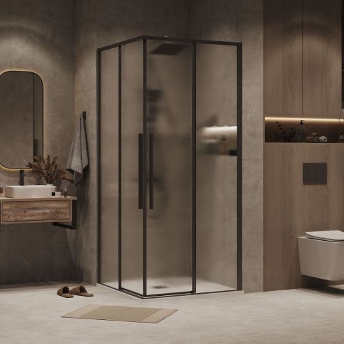 Душевая дверь Grossman Galaxy 1/2.K33.01.11.21.02 110х195 стекло текстурное профиль черный - фото 3