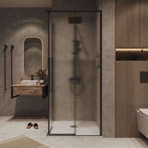 Душевая дверь Grossman Galaxy 1/2.K33.01.11.21.02 110х195 стекло текстурное профиль черный - фото 5