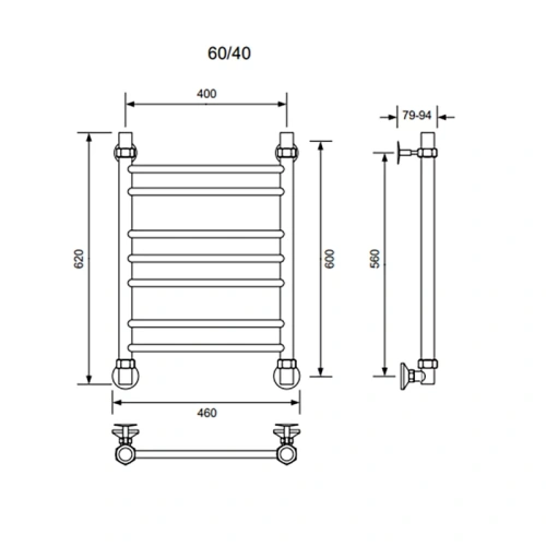 Полотенцесушитель водяной Veconi Voga V6040GR 40х60 серый - фото 3