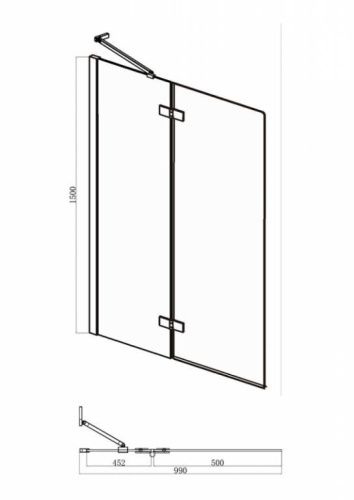 Душевая шторка на ванну Bravat Alfa BG100.5212A 100х150 стекло прозрачное профиль хром ориентация универсальная - фото 3