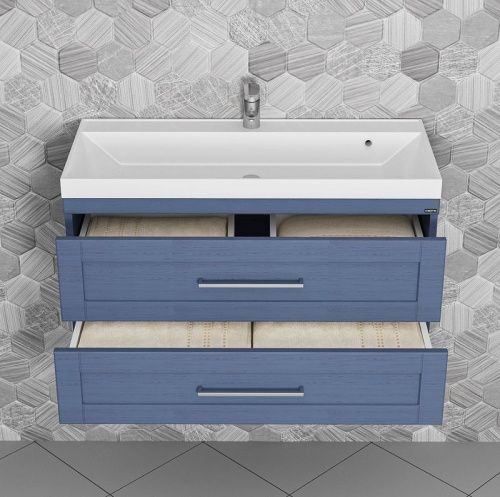 Тумба под раковину СанТа Венера 221019 100х40 подвесная цвет синий - фото 2