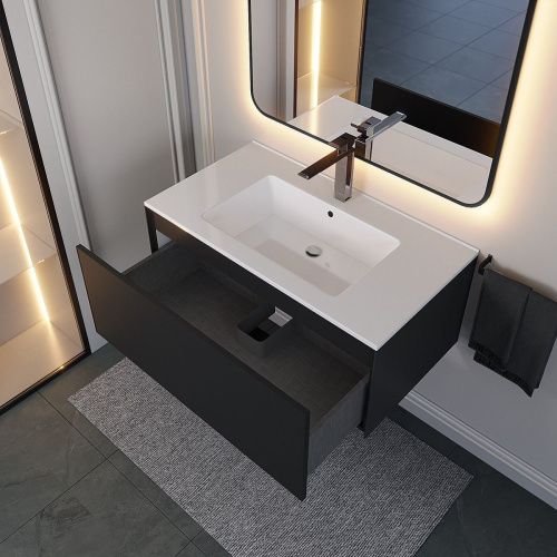 Тумба с раковиной Uperwood Parma Premium 39330205467 90х50 цвет черный - фото 3