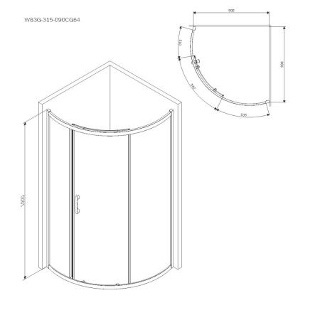 Душевой уголок Am.Pm Like W83G-315-090CG64 90х90 стекло тонированное профиль хром без поддона