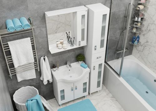 Тумба под раковину Onika Кристалл 107024 70х30 напольная цвет белый - фото 2