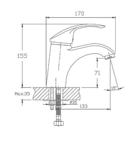 Смеситель Haiba HB21 HB1021 на раковину хром - фото 2