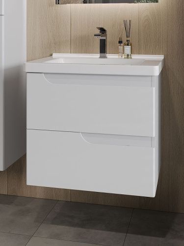 Тумба с раковиной Orange TOPLINE-Milano TP-M65-02+RA 60х50 подвесная цвет белый - фото 2