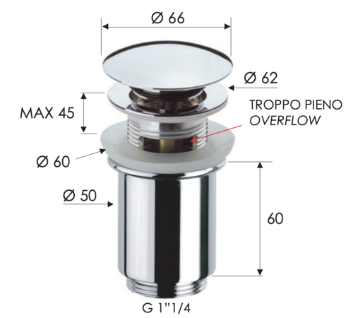 Донный клапан Remer 905CC114 хром - фото 2