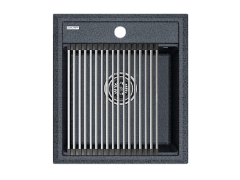 Кухонная мойка + коландер Paulmark PM114651-DG+R375-BS 45х50 цвет серый
