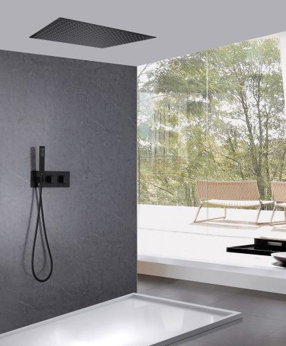 Душевая система Abber AF8255B встраиваемая в стену цвет черный с термостатом - фото 2
