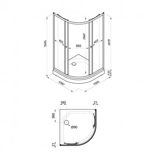 Душевой уголок Тритон Стандарт Щ0000061791 100х100 стекло с рисунком профиль белый с поддоном - фото 2