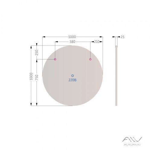 Зеркало с подсветкой Alavann Rondo ALV0111003 100х100 подвесное - фото 3