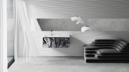 Раковина из искусственного камня S-Stone Salini Onda 1402206MN 200х70 накладная цвет белый