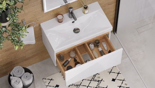 Тумба под раковину Velvex EDGE tp.EDG.9696.70.1Y белый глянец 70х40 подвесная цвет серый - фото 4