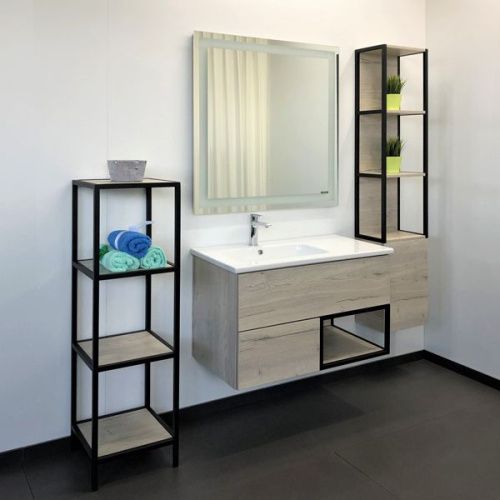 Тумба с раковиной Comforty Мальме 00-00004200CF 90х50 подвесная цвет серый - фото 5