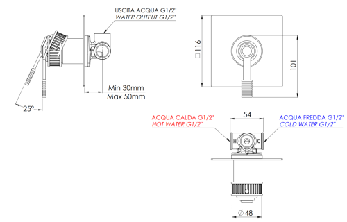Смеситель для душа Remer Atelier AL30QXV встраиваемый в стену нержавеющая сталь - фото 2