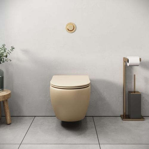 Унитаз подвесной Grossman Санфаянс GR-4455BEMS бежевый с сиденьем микролифт безободковый каскадный смыв - фото 5