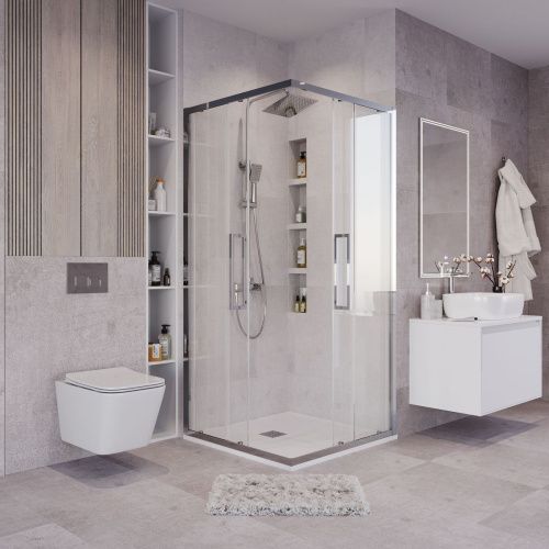 Душевой уголок Grossman Cosmo 300.K33.02.8080.10.00 80х80 стекло прозрачное профиль хром без поддона - фото 3