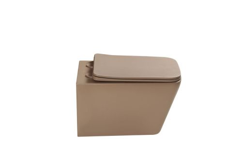 Унитаз подвесной SantiLine SL-5007KH цвет коричневый с сиденьем микролифт безободковый смыв воронка-водоворот - фото 5