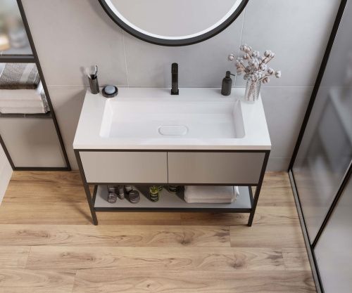 Раковина из искусственного камня Uperwood Modul 2911020341 100х50 полувстраиваемая цвет белый - фото 3