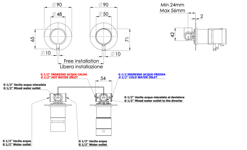 Смеситель для душа Remer X Style XT96 встраиваемый в стену хром с термостатом - фото 2