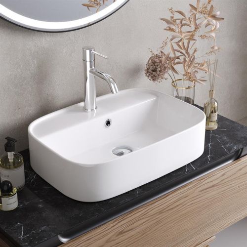 Раковина керамическая Cezares CZR-6616 60х40 накладная цвет белый 1 отверстие под смеситель - фото 5