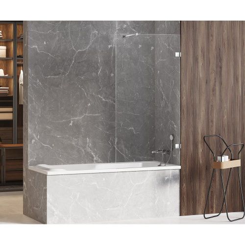 Душевая шторка на ванну New Trendy AVEXA EXK-1953-WP 100х150 стекло прозрачное профиль хром ориентация универсальная - фото 2