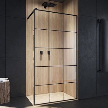 Душевой уголок Cerutti SPA MUZA T100 100х100 стекло с рисунком профиль черный без поддона