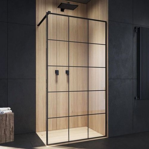 Душевой уголок Cerutti SPA MUZA T100 100х100 стекло с рисунком профиль черный без поддона