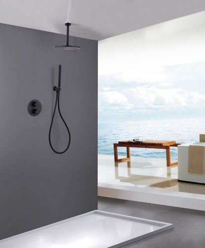 Душевая система Abber AF8121B встраиваемая в стену цвет черный - фото 2