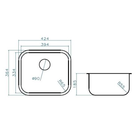 Кухонная мойка Grandex Aqua SELECT 36 L 200332 40х35 цвет серый поверхность матовая