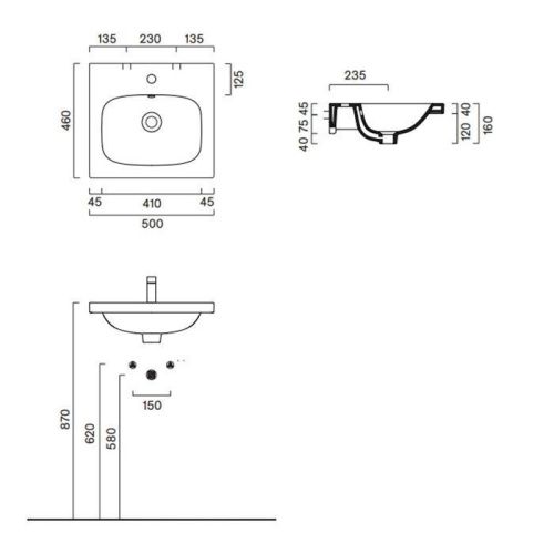 Раковина керамическая Catalano Alvea 620500001 50 см подвесная цвет белый без отверстий под смеситель - фото 2