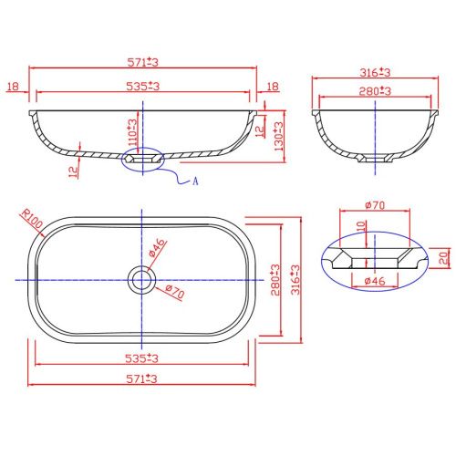 Раковина из искусственного камня MonteBianco Loreto Sesto 13217 60х30 встраиваемая цвет белый без отверстий под смеситель - фото 5