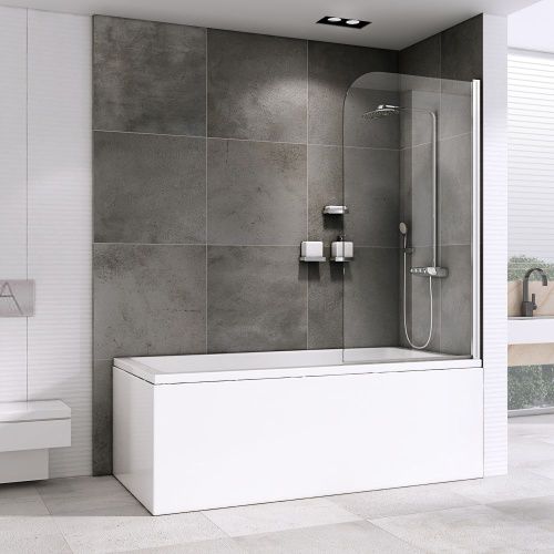 Душевая шторка на ванну Abber Ewiges Wasser AG52080 80х140 стекло прозрачное профиль хром ориентация универсальная - фото 2