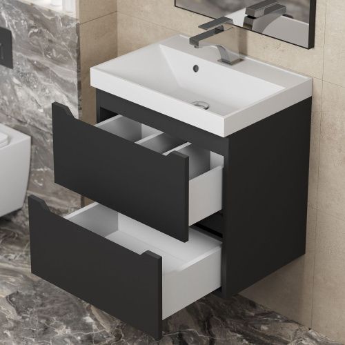 Тумба под раковину Uperwood Tanos 2930205148 50х30 подвесная цвет черный - фото 5