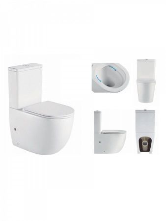 Унитаз напольный с бачком Teymi Lina T40120 белый с сиденьем микролифт безободковый каскадный смыв