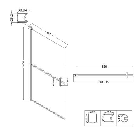 Душевая шторка на ванну Niagara Nova NG-08-90BLACK 90х140 стекло с рисунком профиль черный ориентация универсальная