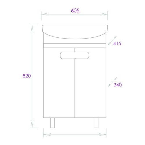 Тумба под раковину Onika Харпер 106143 60х30 напольная цвет белый/бежевый - фото 3