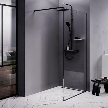 Душевая перегородка Am.Pm Func W84WI-100-F1-BTE 100х200 стекло прозрачное профиль черный