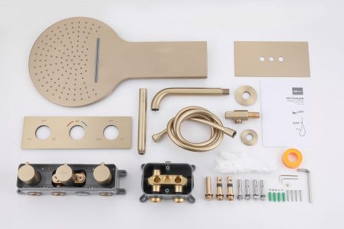 Душевая система Abber AF8150G встраиваемая в стену цвет золото с термостатом - фото 3