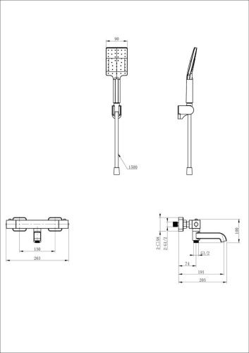 Смеситель для ванны Wonzon & Woghand Stay WW-B2026-A1-BGG настенный серый с термостатом - фото 2