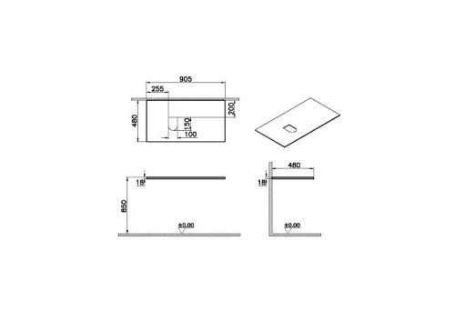 Столешница Vitra Origin 65859 90х50 накладная цвет коричневый - фото 2