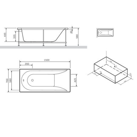 Экран для ванны Am.Pm Spirit W72A-150-070W-P2