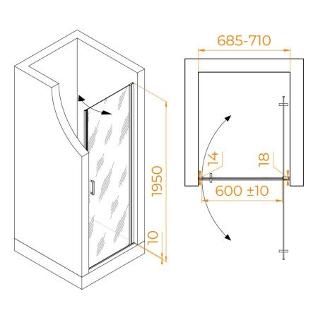 Душевая дверь RGW Leipzig 351200307-11 70х195 стекло прозрачное профиль хром