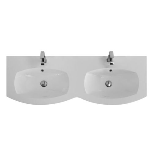 Раковина из искусственного камня Cezares 50156 140х50 подвесная цвет белый 2 отверстия под смеситель - фото 2