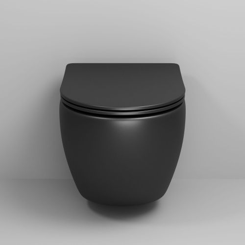 Унитаз подвесной Grossman Color GR-4455BMS черный с сиденьем микролифт безободковый каскадный смыв - фото 3