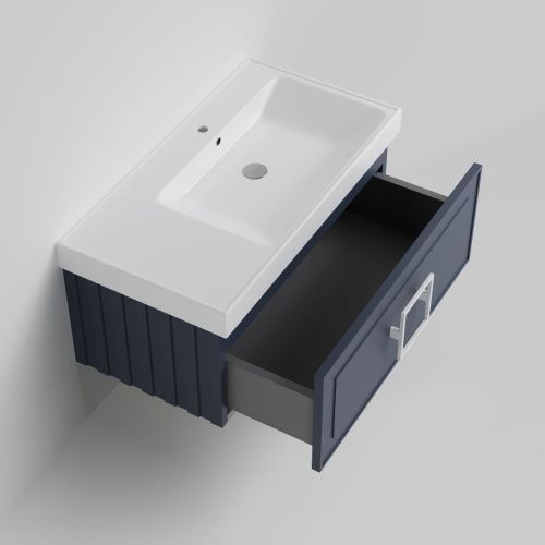 Тумба с раковиной La Fenice CUBO NFNC-01-CUB-BG-90-2-90R 90х50 подвесная цвет синий - фото 2