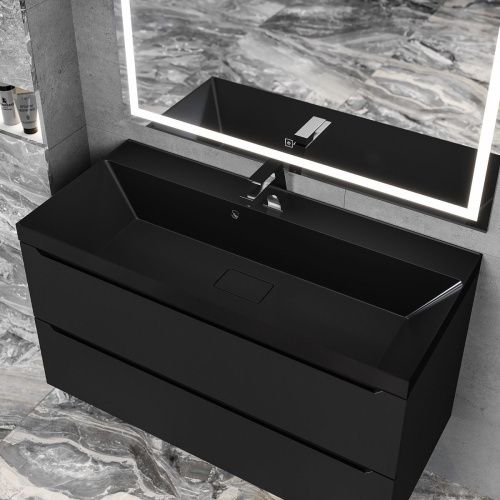 Раковина из искусственного камня Uperwood Classic New RClassicNew100bg 100х50 полувстраиваемая цвет черный - фото 2